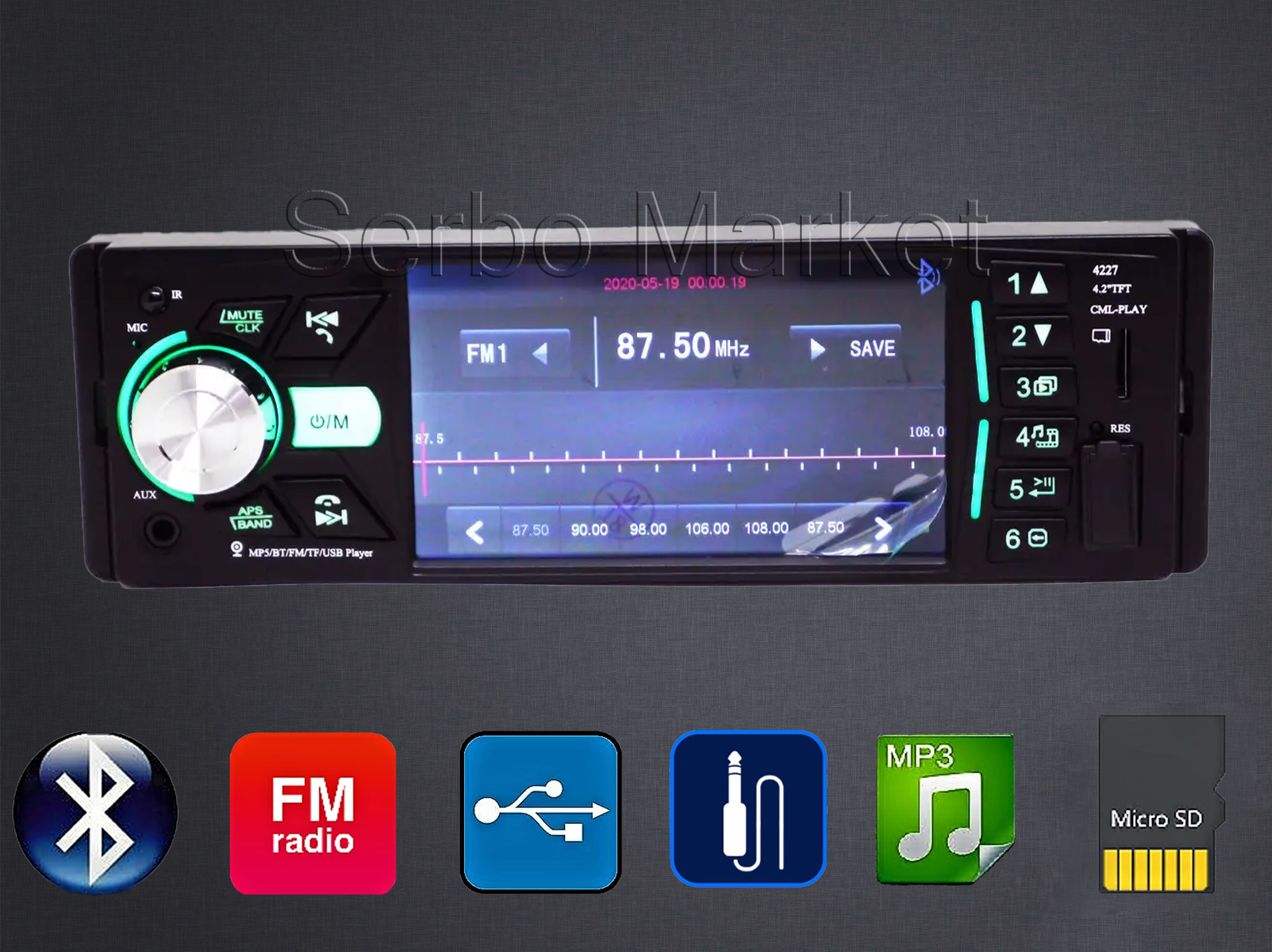 Автомагнитола 4.1" ISO 1din USB microSD Bluetooth AUX FM Pion-SВ 4227 ...