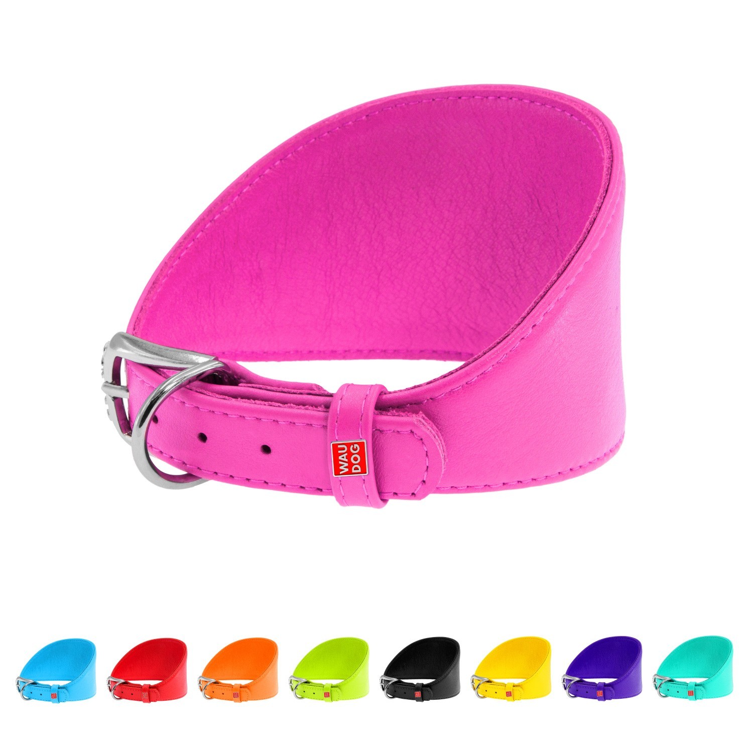 

Ошейник WAU DOG для борзых собак без украшений ширина 15 мм длинна 23 27 см розовый 3464