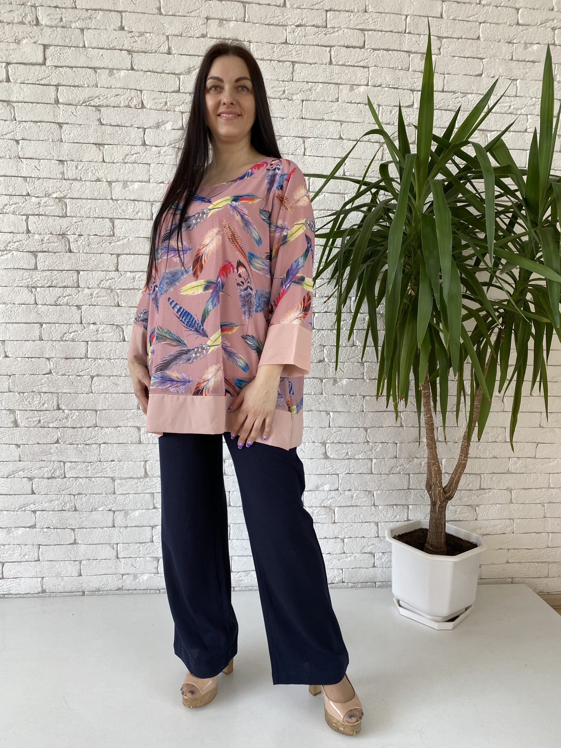 

Туника шифоновая NEW COLLECTION 54 пудра
