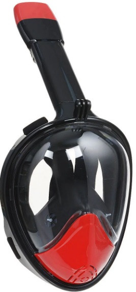 

Полнолицевая панорамная маска для плавания Amenitee (S/M) M2098G с креплением для камеры Black/Red + чехол