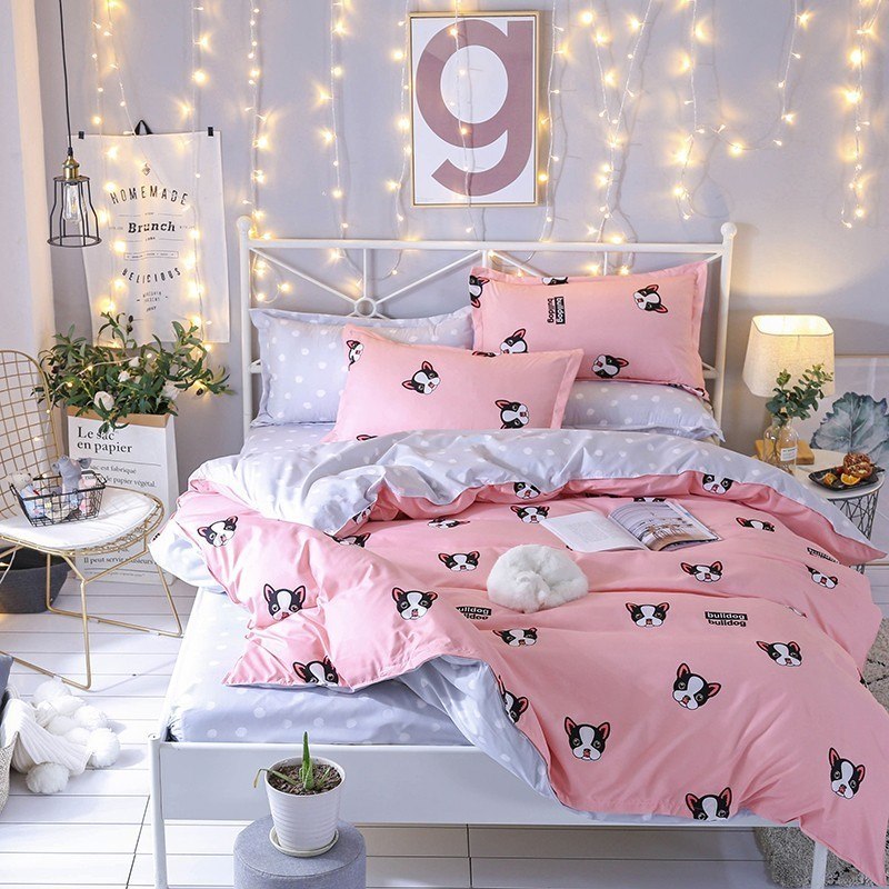 

Комплект постельного белья Милый пес (двуспальный-евро) Berni Home Розовый