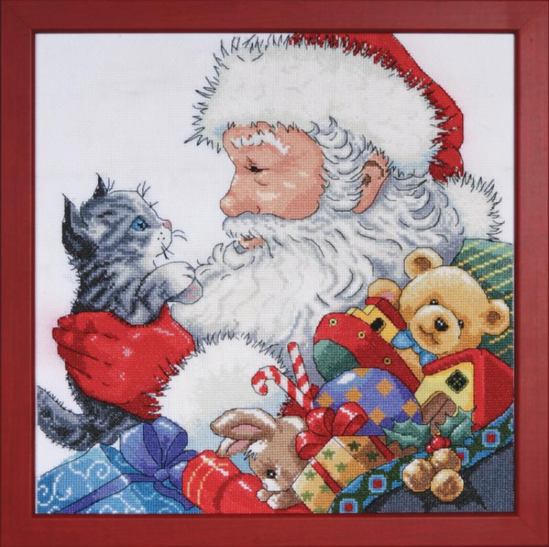 

Набір для вишивання хрестиком "Santa With Kitten//Санта с кошеням" Design Works dw5977