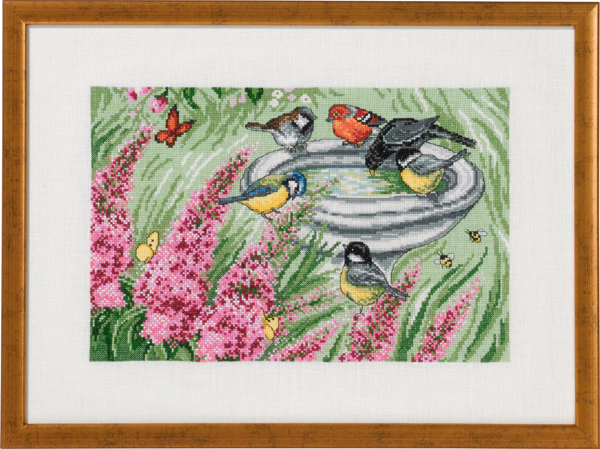 

Набір для вишивання "Купання птахів в саду (Bird bath Garden)" Permin 70-9396