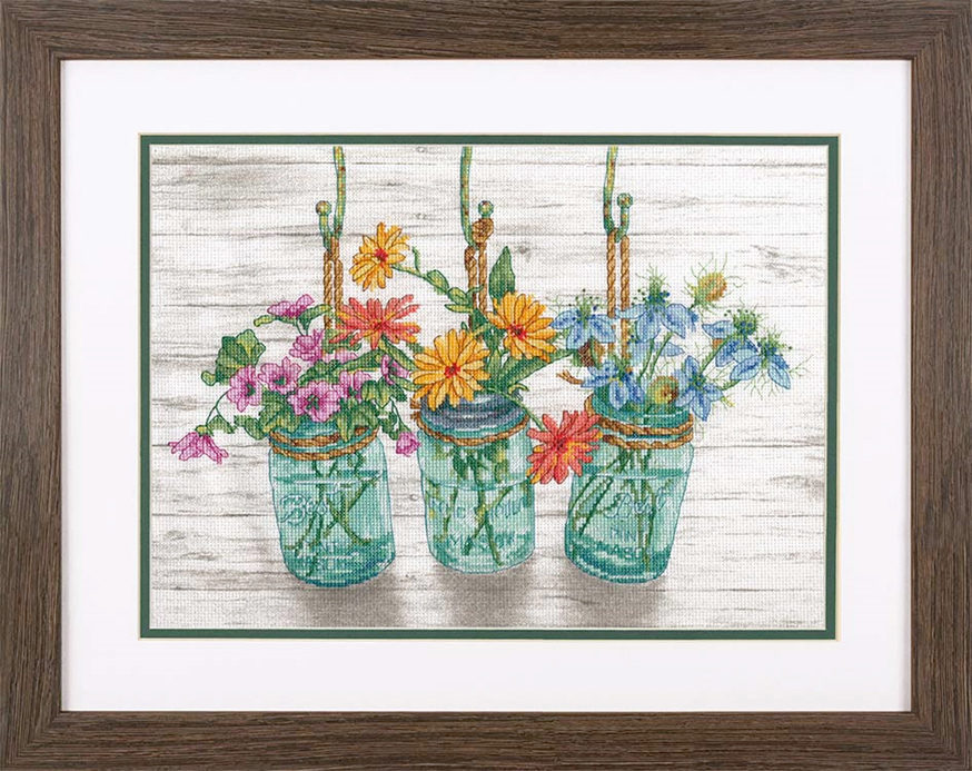 

Набір для вишивання хрестиком "Квітучі банки//Flowering Jars" DIMENSIONS 70-35378