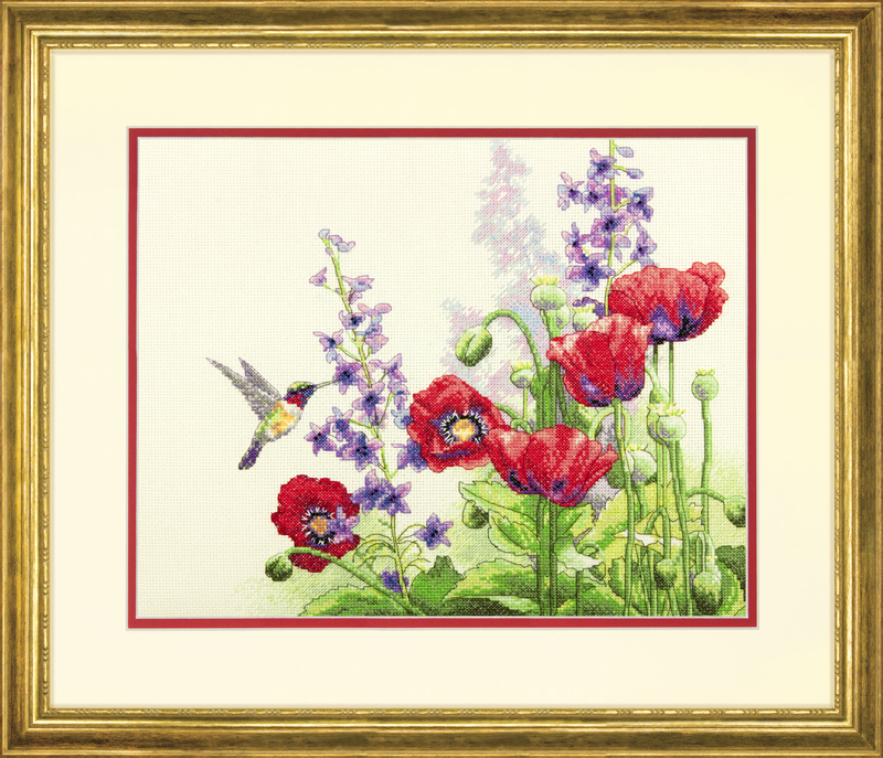 

Набір для вишивання хрестиком "Колібрі та маки//Hummingbird and Poppies" DIMENSIONS 70-35344