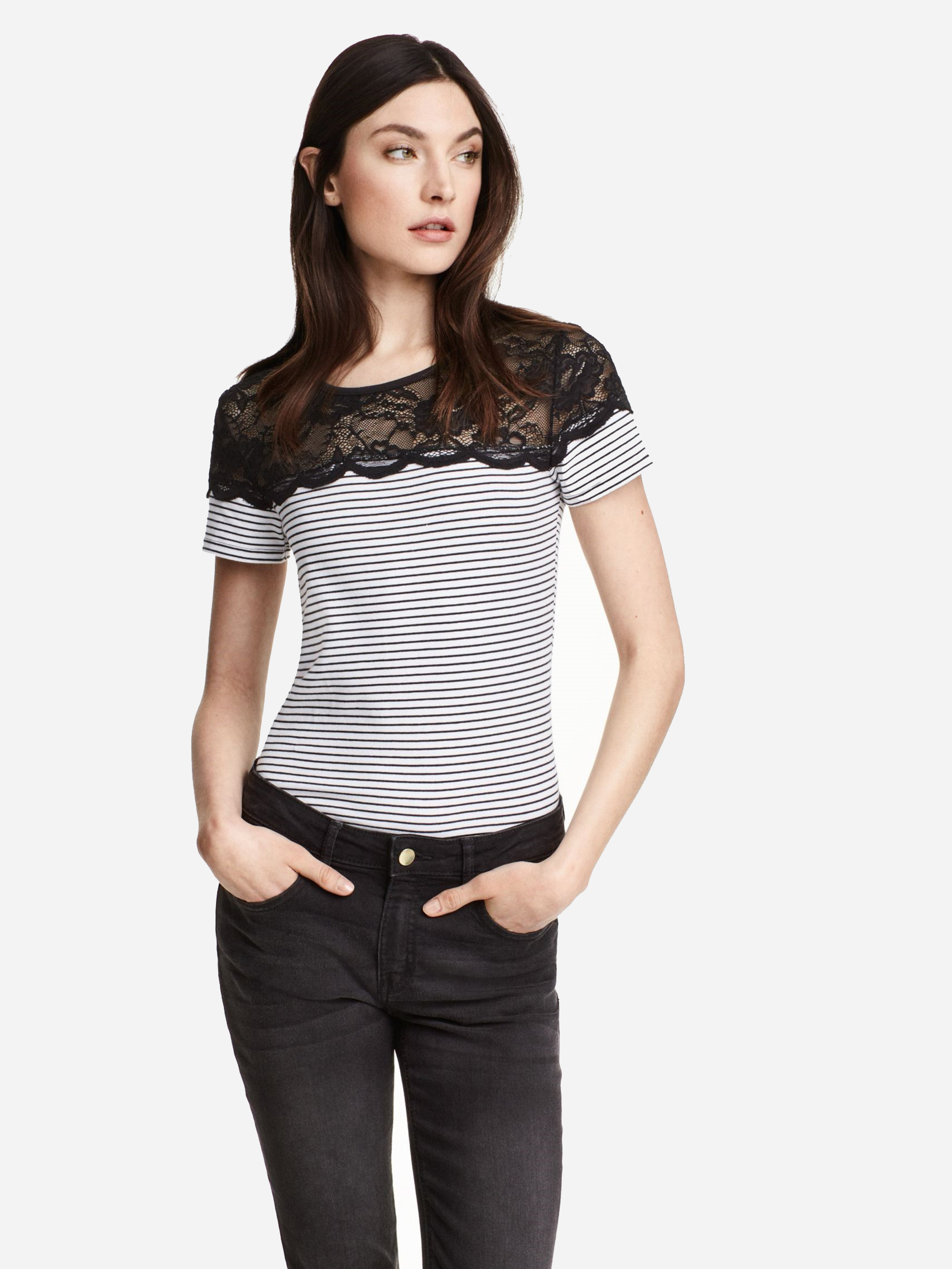 

Футболка H&M 02694263 XS Белая с черным