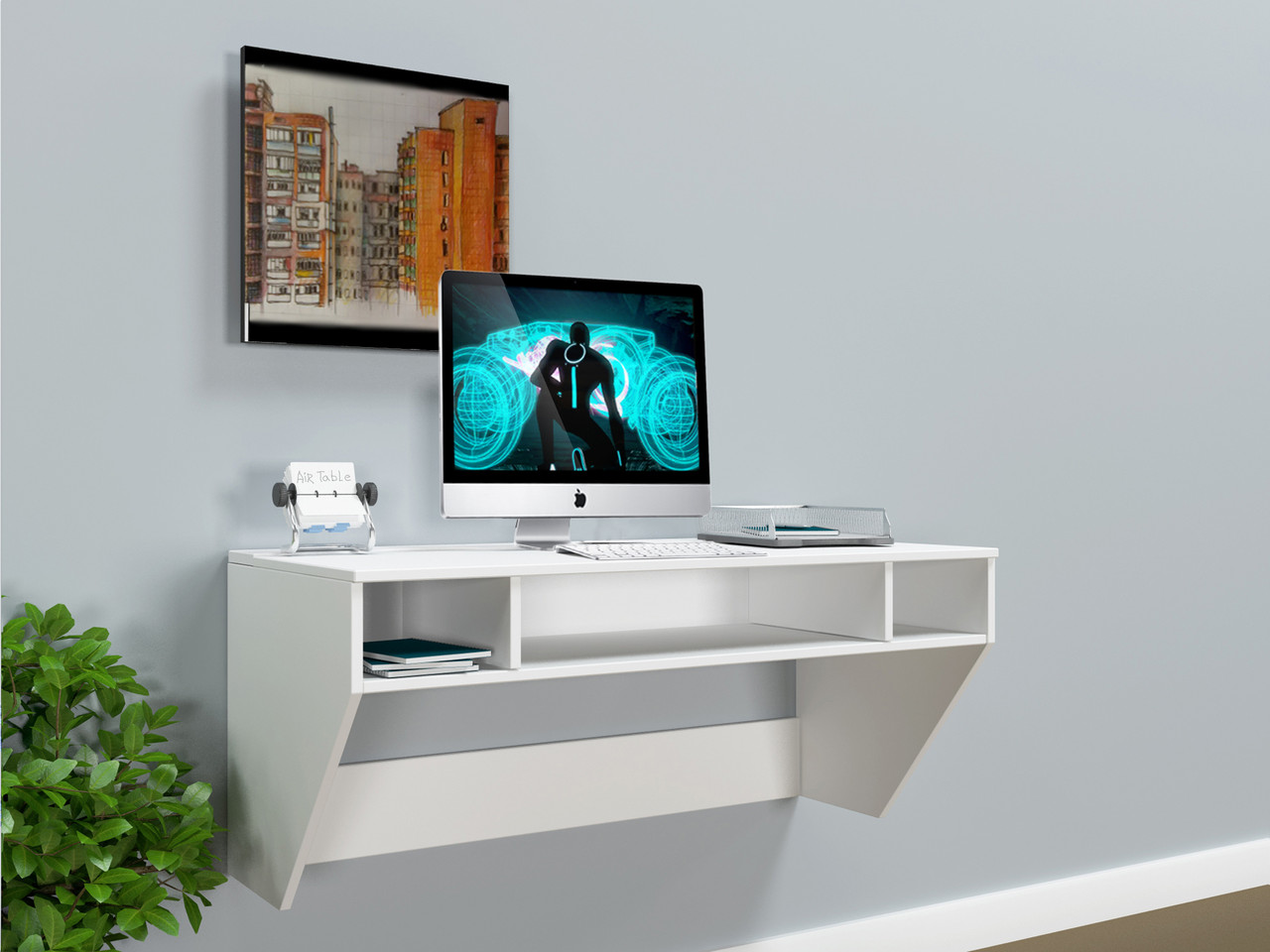 

Навесной компьютерный стол Comfy Home AirTable-II WT Mini белый