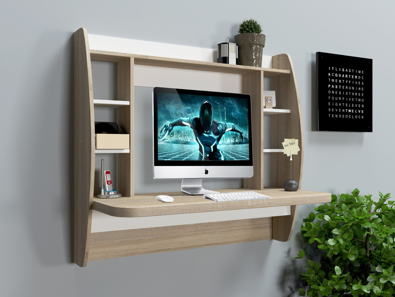 

Навесной компьютерный стол Comfy Home AirTable-I SW сонома/белый