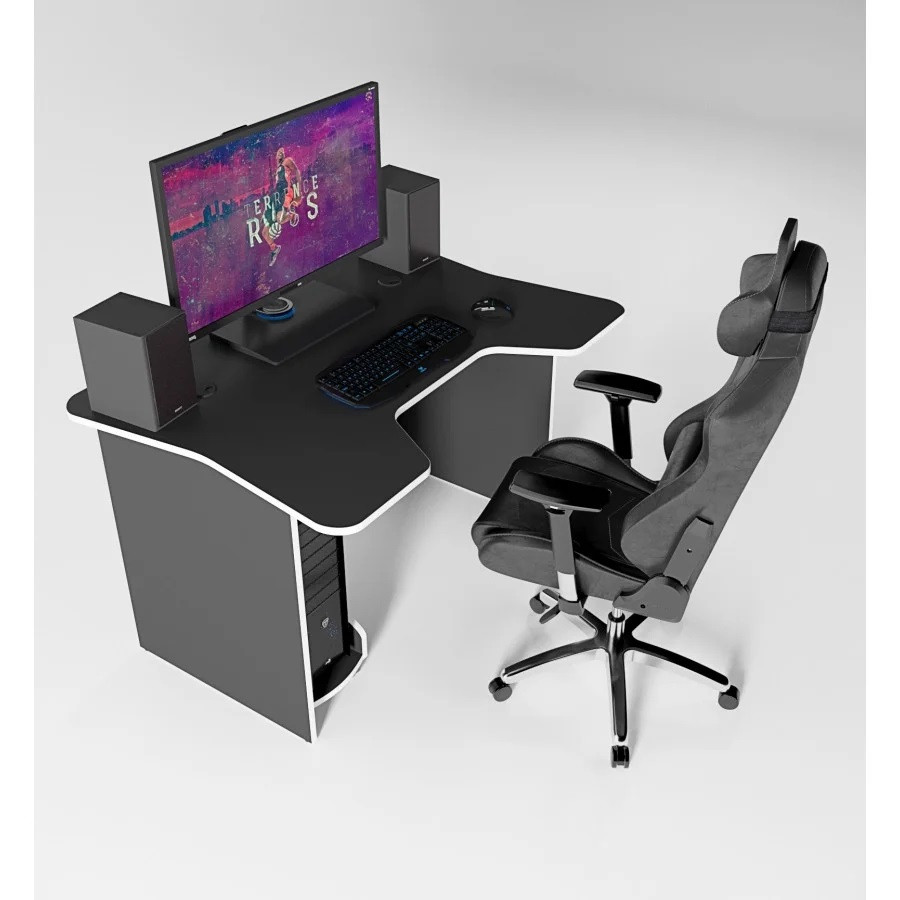 

Геймерский игровой компьютерный стол ZEUS IGROK-1 черный/белый