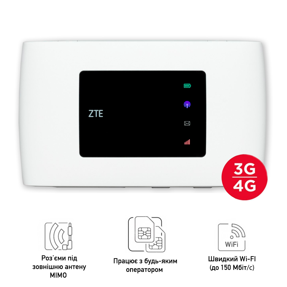 Портативный 4G/LTE Wi-Fi роутер ZTE MF920U White (LTE Cat. 4 - скорость ...
