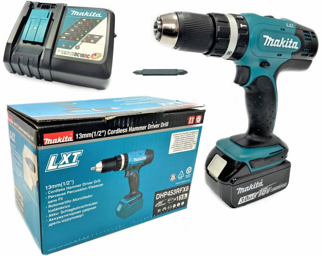 Шуруповерт аккумуляторный с ударным режимом Makita DHP453RFX8 – низкие ...