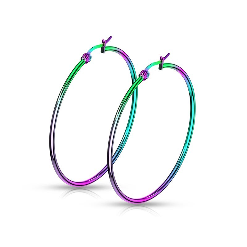 

Серьги кольца из стали Spikes Хамелеон SEH01W 8044