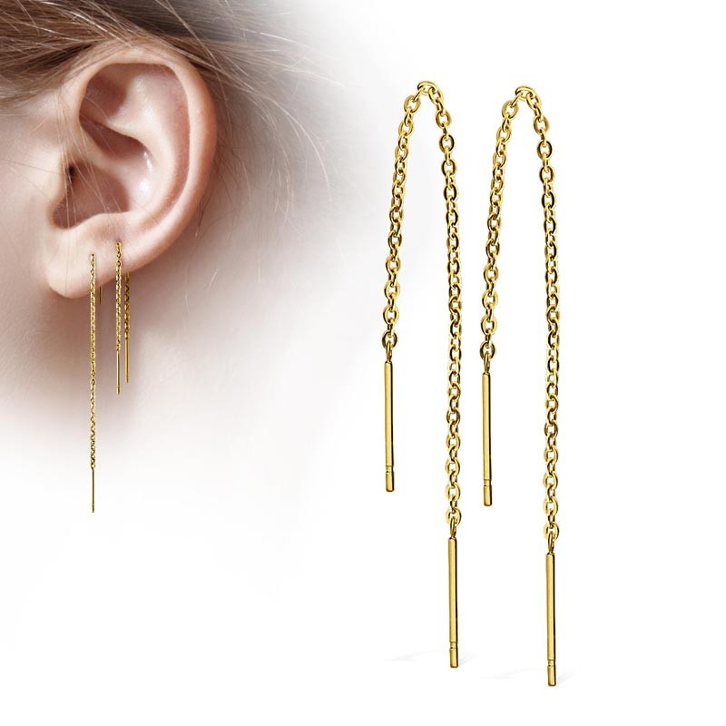 

Серьги протяжки из стали Spikes SE3369 8044 золотой