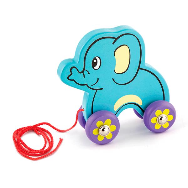 

Игрушка-каталка на веревке Viga Toys Слоник дерево/металл голубой, разноцветный AFK 50091