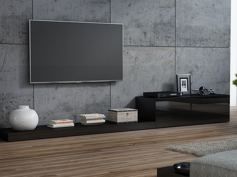 

ТВ тумба для телевизора в гостиную из ДСП и МДФ Life Черный Сama Польша без подсветки