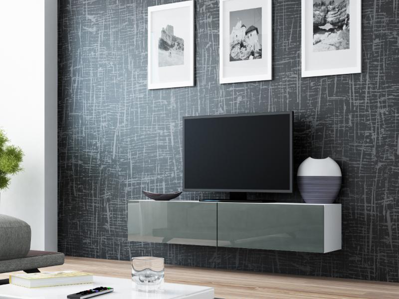 

ТВ тумба для телевизора в гостиную из ДСП Vigo 140 Серый/Белый Сama Польша без подсветки