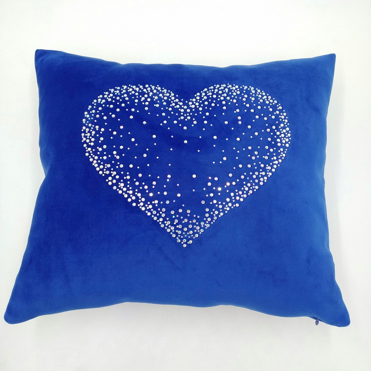 Декоративна подушка в автомобіль з велюру з аплікацією зі стразів серце ...