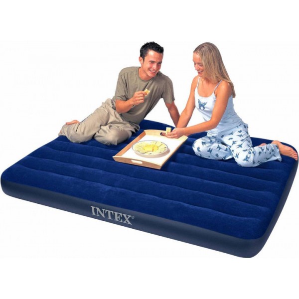 

Надувной матрас Intex 68758 Classic Downy полуторный (191х137x25) синий