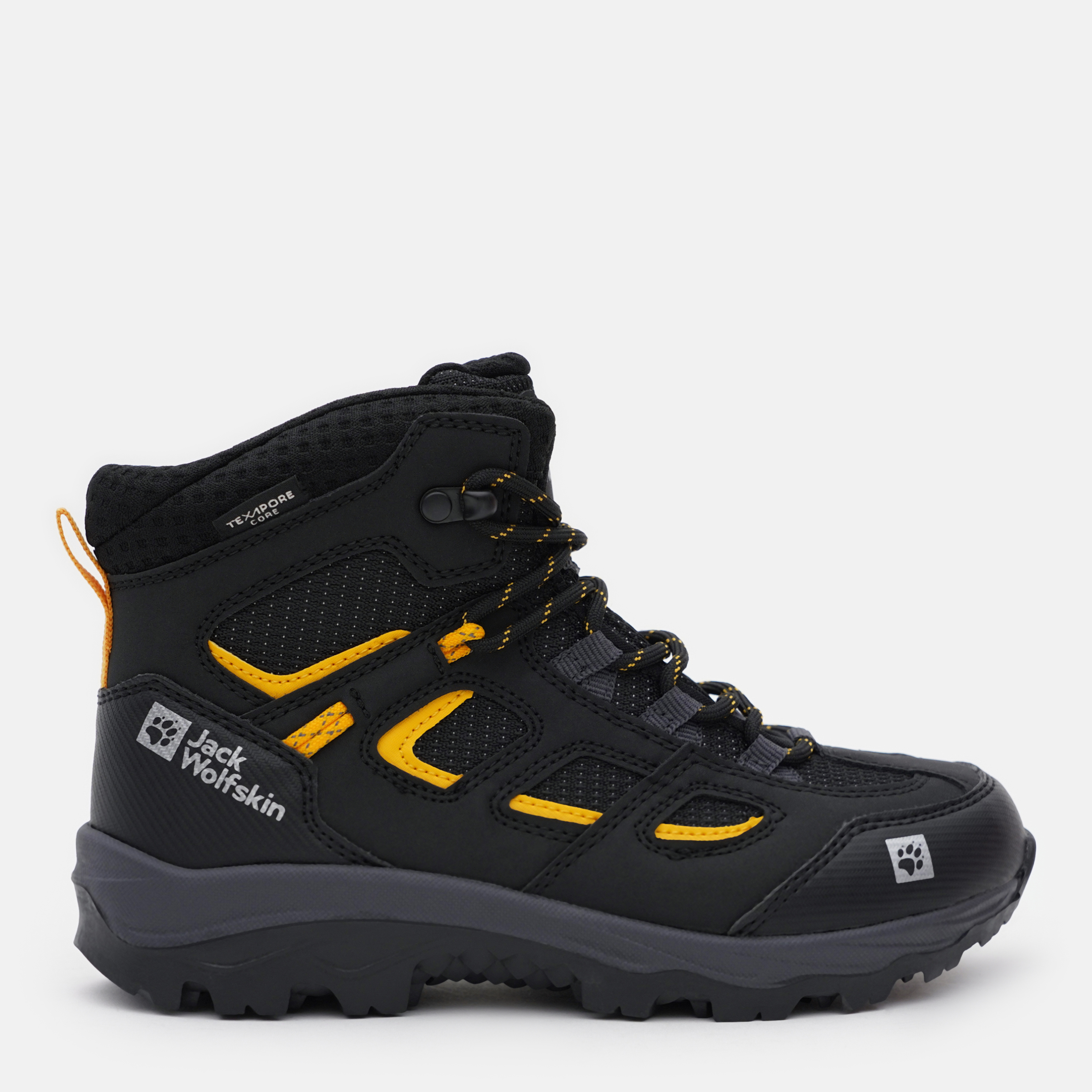 Акция на Підліткові зимові черевики для хлопчика Jack Wolfskin Vojo Texapore Mid K 4042181-6361 39 (5.5UK) Чорний/Жовтий от Rozetka