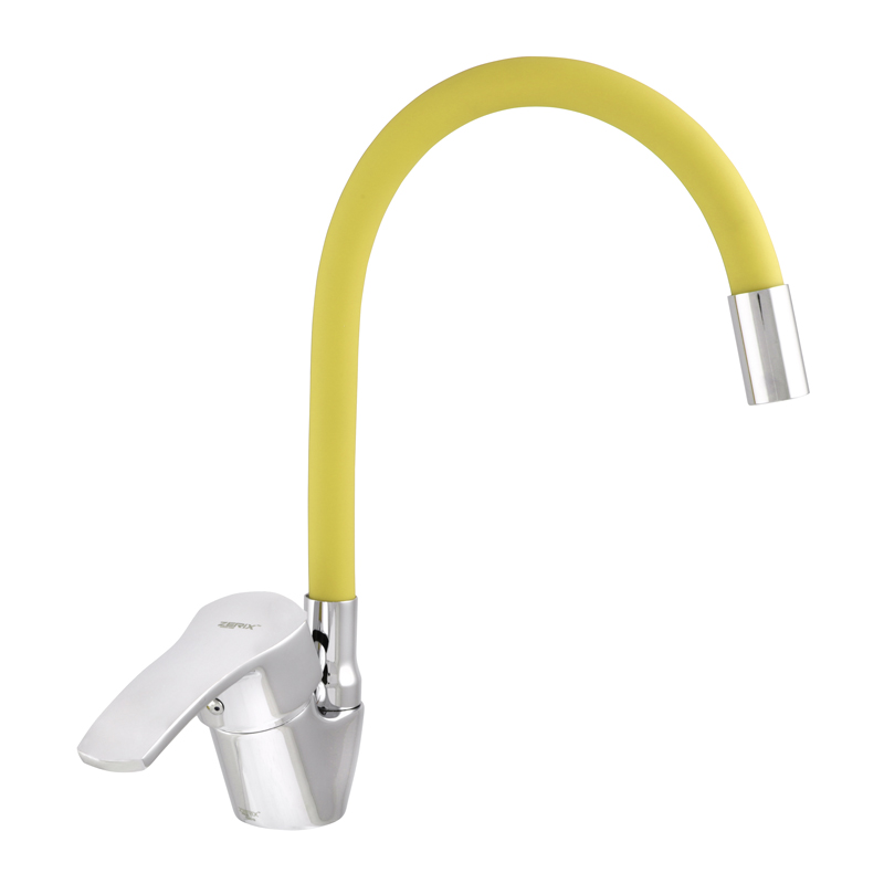 

Смеситель для кухни ZERIX YUB 279 с желтым гибким изливом ZX0440