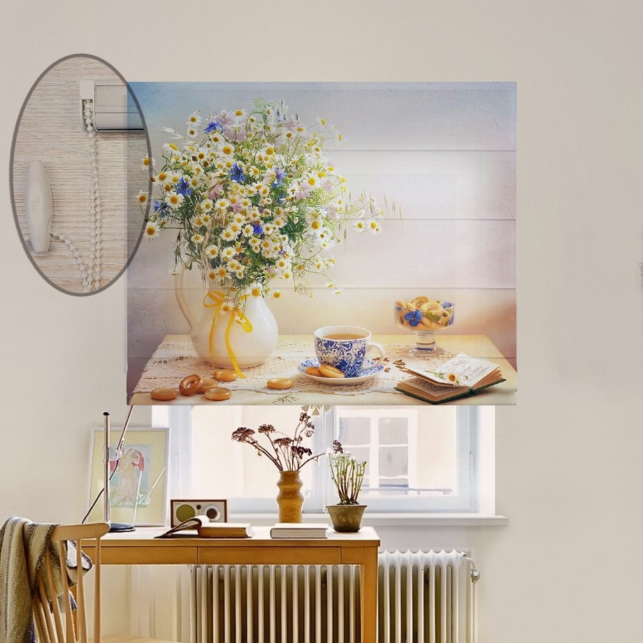 

Римская штора система Lux Coullise InHt Фотопечать Цветы 02-261 Джуси Велюр 160х170 см