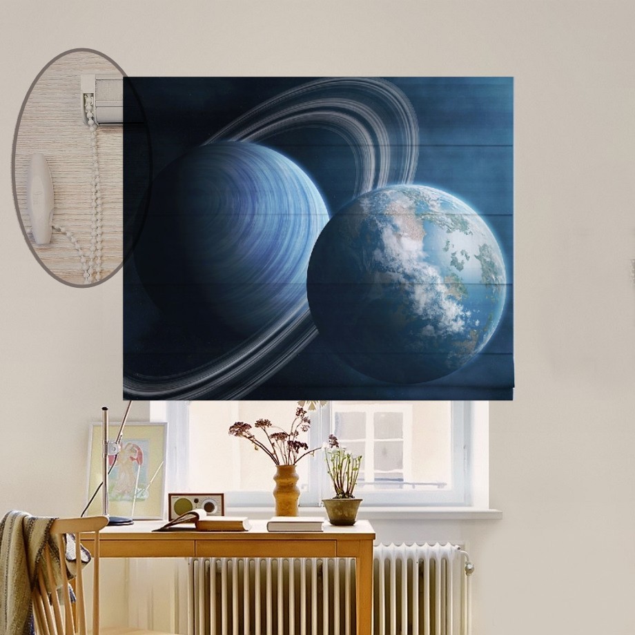 

Римская штора система Lux Coullise InHt Фотопечать Космос 00-430 Джуси Велюр 180х170 см