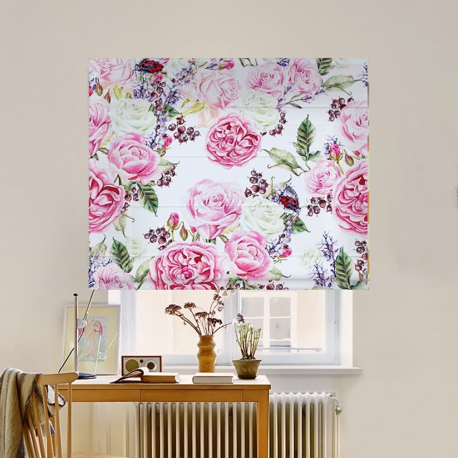 

Римская штора система Classic InHt Фотопечать Узор Цветы 02-036 Джуси Велюр 170х170 см