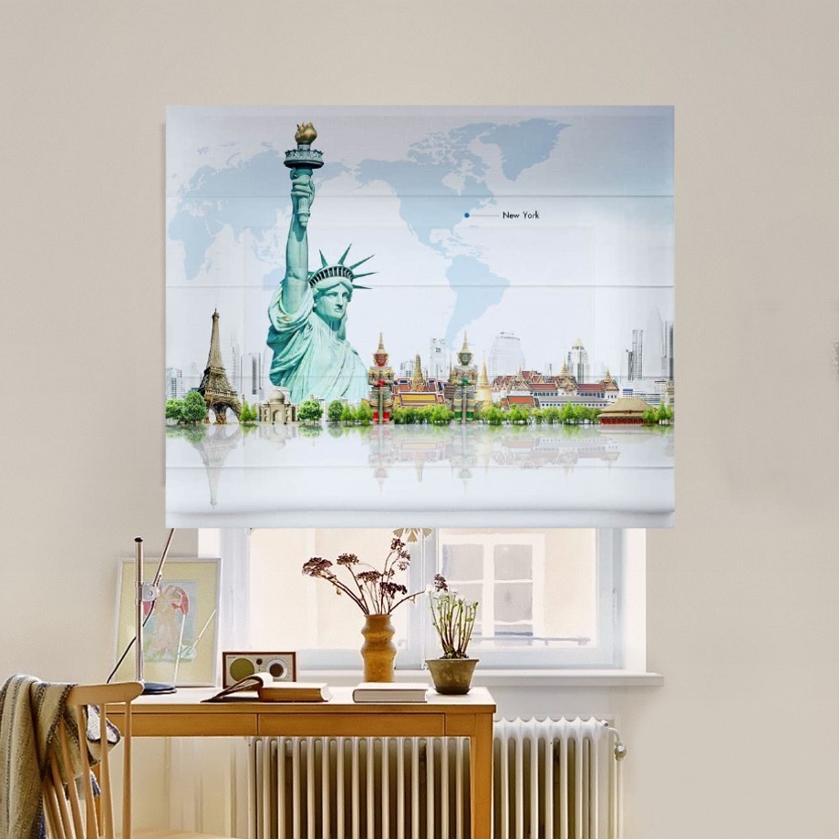 

Римская штора система Classic InHt Фотопечать Город 00-478 Джуси Велюр 40х170 см