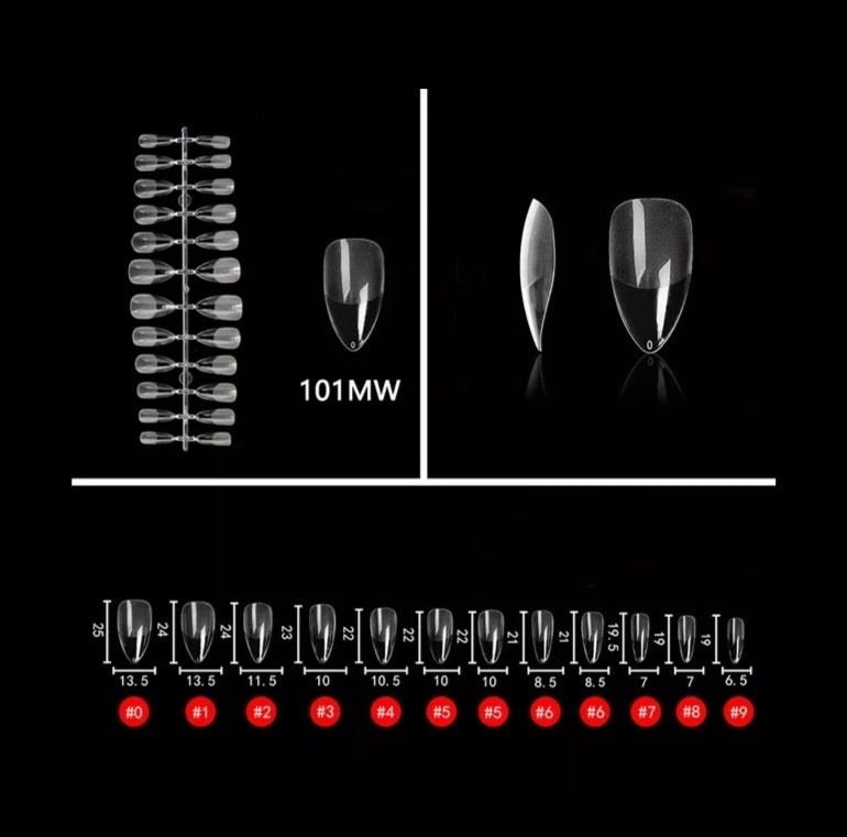 Гелевые типсы для наращивания ногтей Full Beauty 101MW 24 шт. – низкие ...