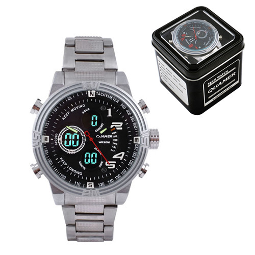 

Часы наручные QUAMER 1702, Box, стальной браслет, dual time, waterproof