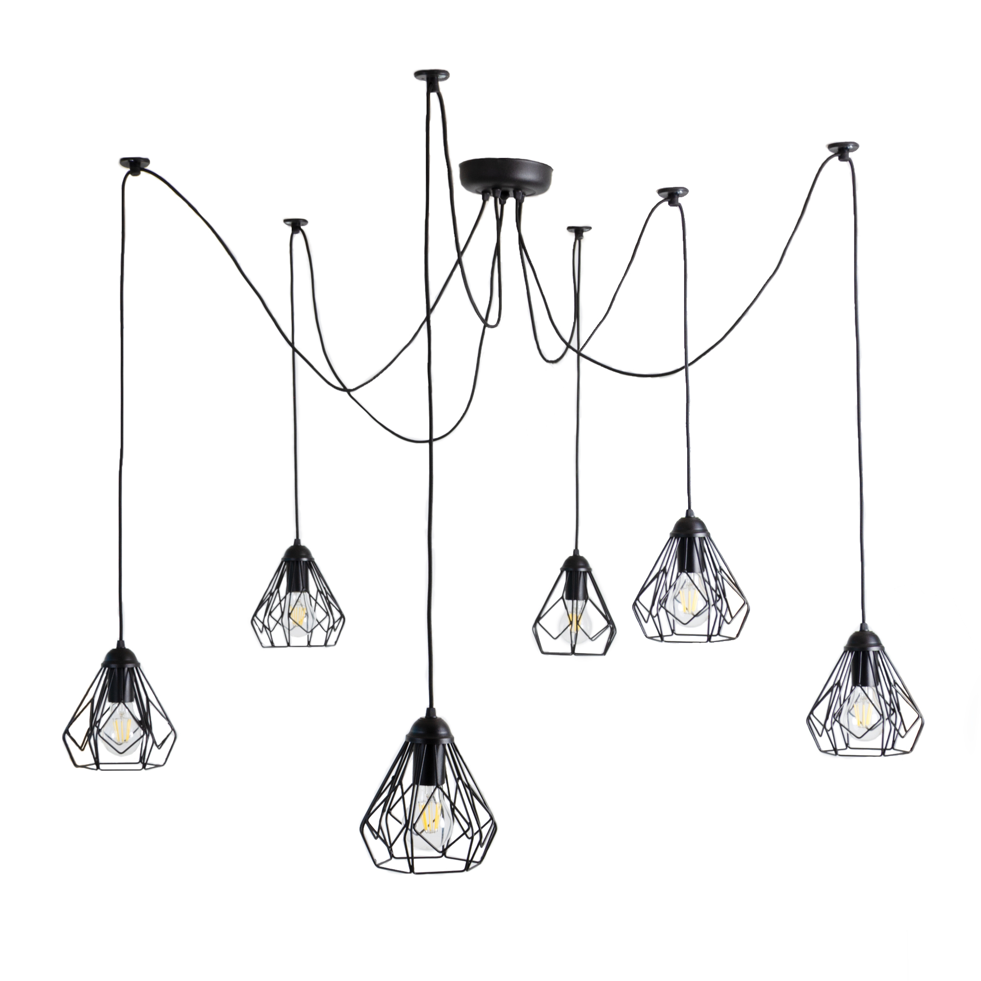 

Люстра подвесная Atma Light 6 плафонов серии Capella Bevel Spider-6 Black