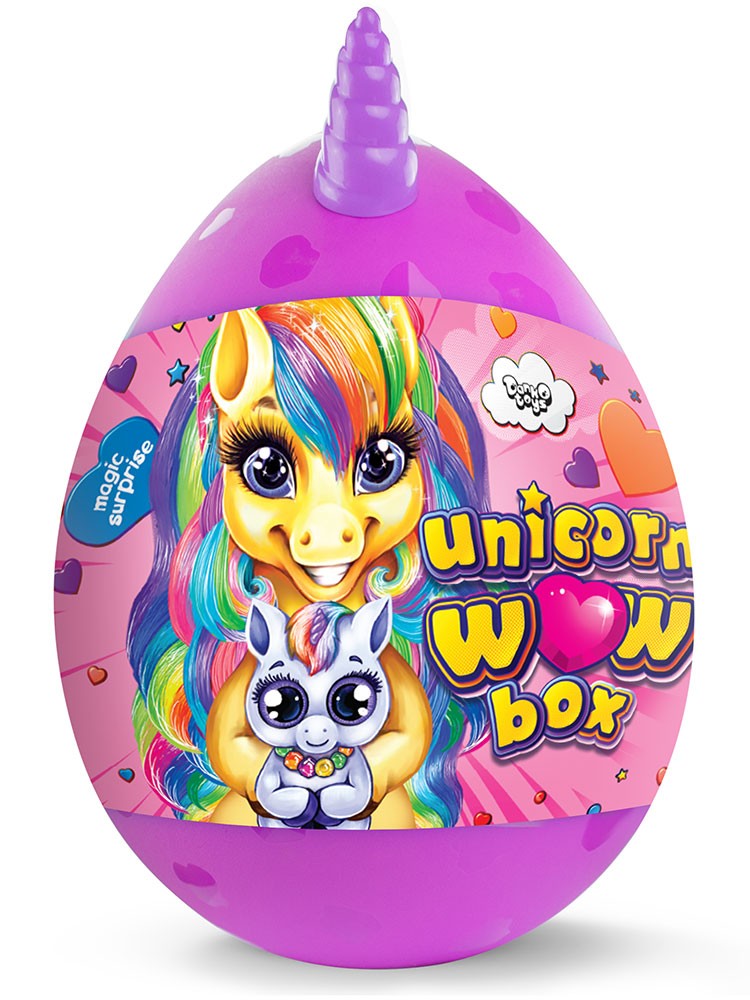 

Детский игровой набор для творчества Яйцо Единорогаа Danko Toys Unicorn WOW Box 35 см 20 сюрпризов Розово-жёлтый (DWB0131U)