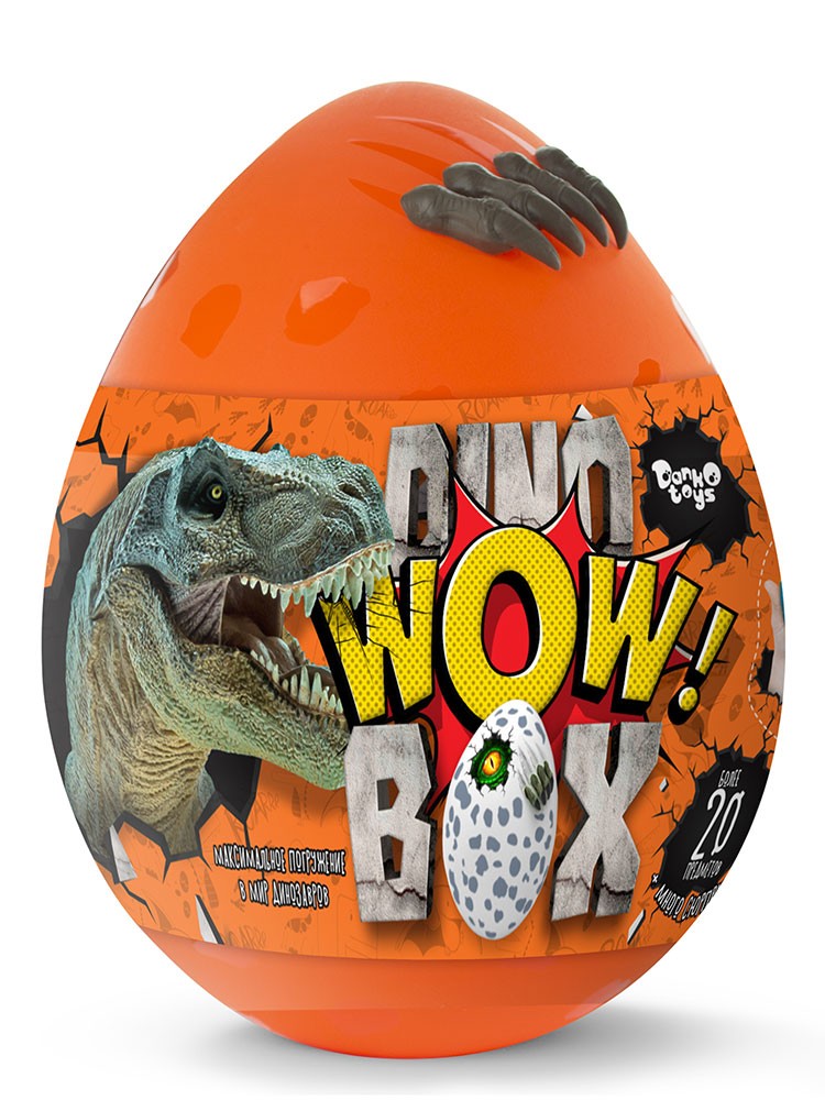 

Детский игровой набор для творчества Яйцо Динозавра Danko Toys Dino WOW Box 35 см 20 сюрпризов Оранжево-жёлтый (DWB0101U)