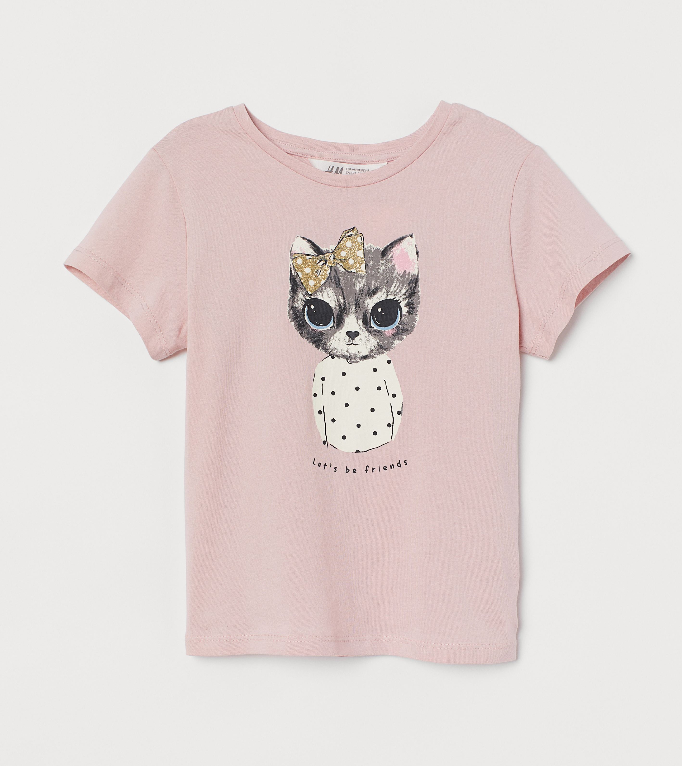 

Футболка для девочки H&M с кошкой розовая 104