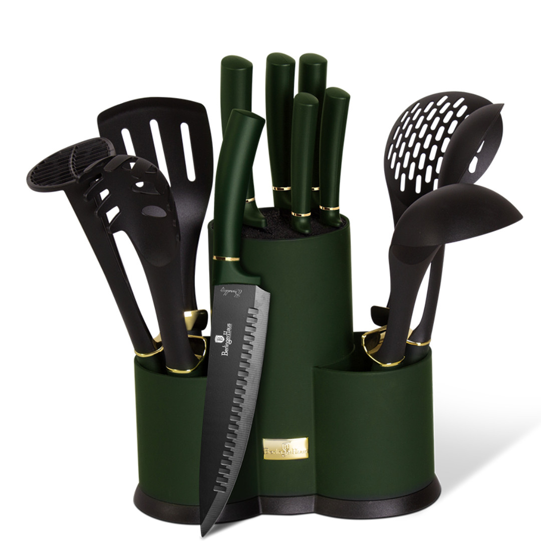 

Набор кухонных принадлежностей и ножей с подставкой 13 предметов Berlinger Haus Emerald Collection BH 6250