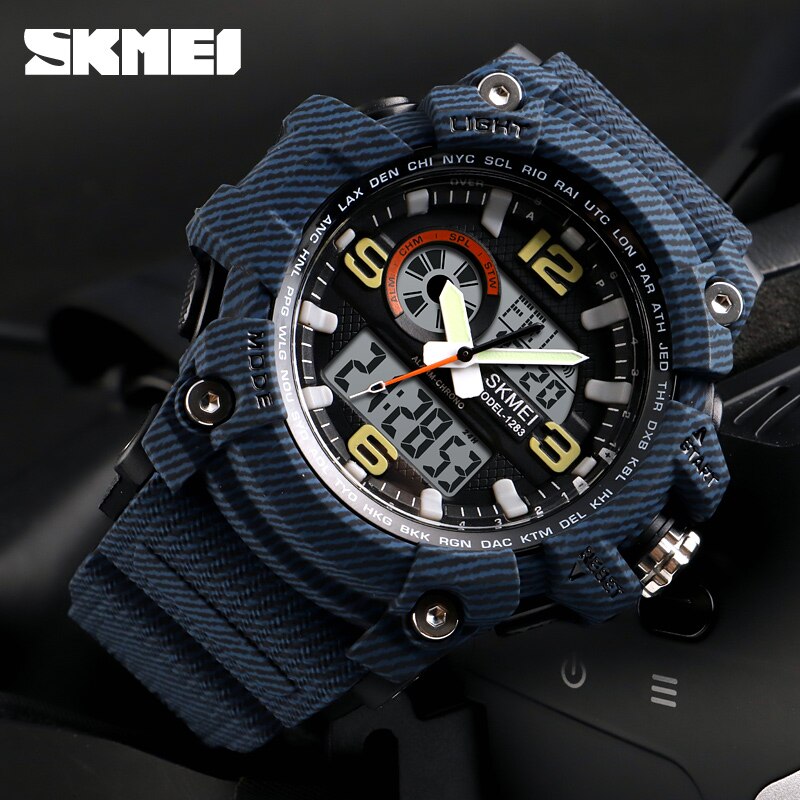 Мужские часы с противоударным стеклом Skmei SKM-1155 Cиний джинс – фото ...
