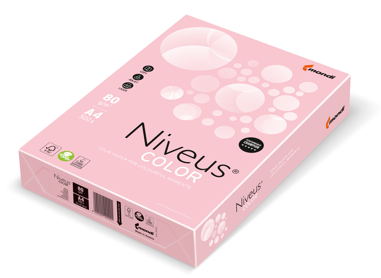 

Бумага цветная Niveus пастель А4/80 500л светло-розовый (A4.80.NVP.OPI74.500)