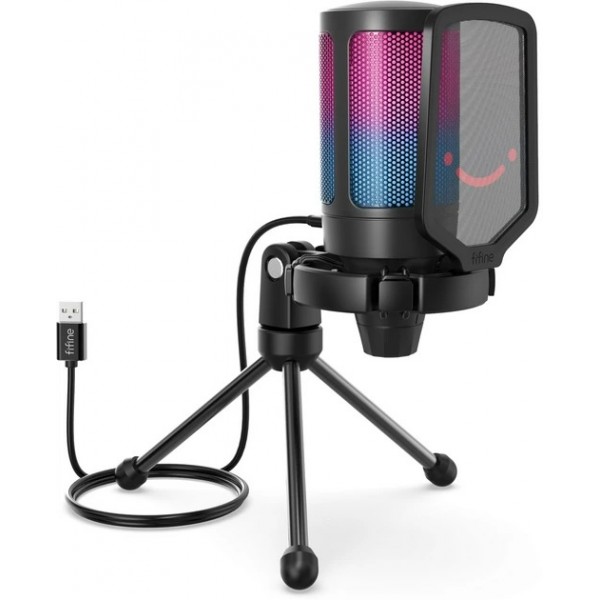 Мікрофон ігровий Fifine A6 RGB AMPLIGAME конденсаторний для стріму з ...