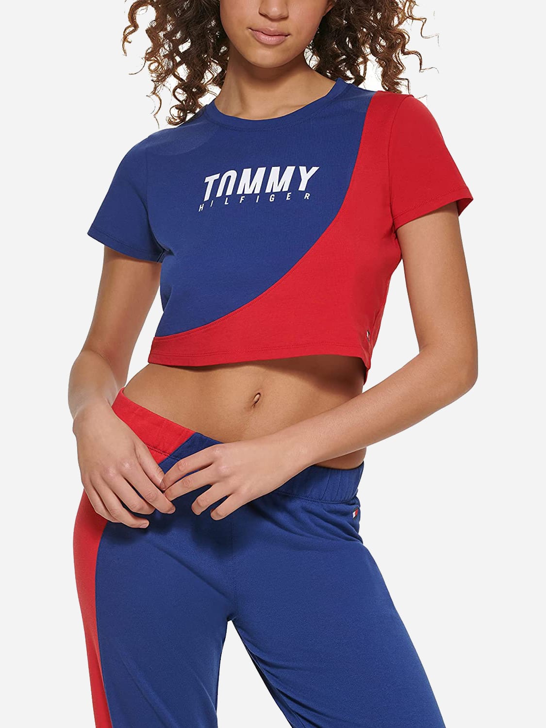 Акція на Футболка коротка жіноча Tommy Hilfiger 82577163 XL Синьо-червона від Rozetka