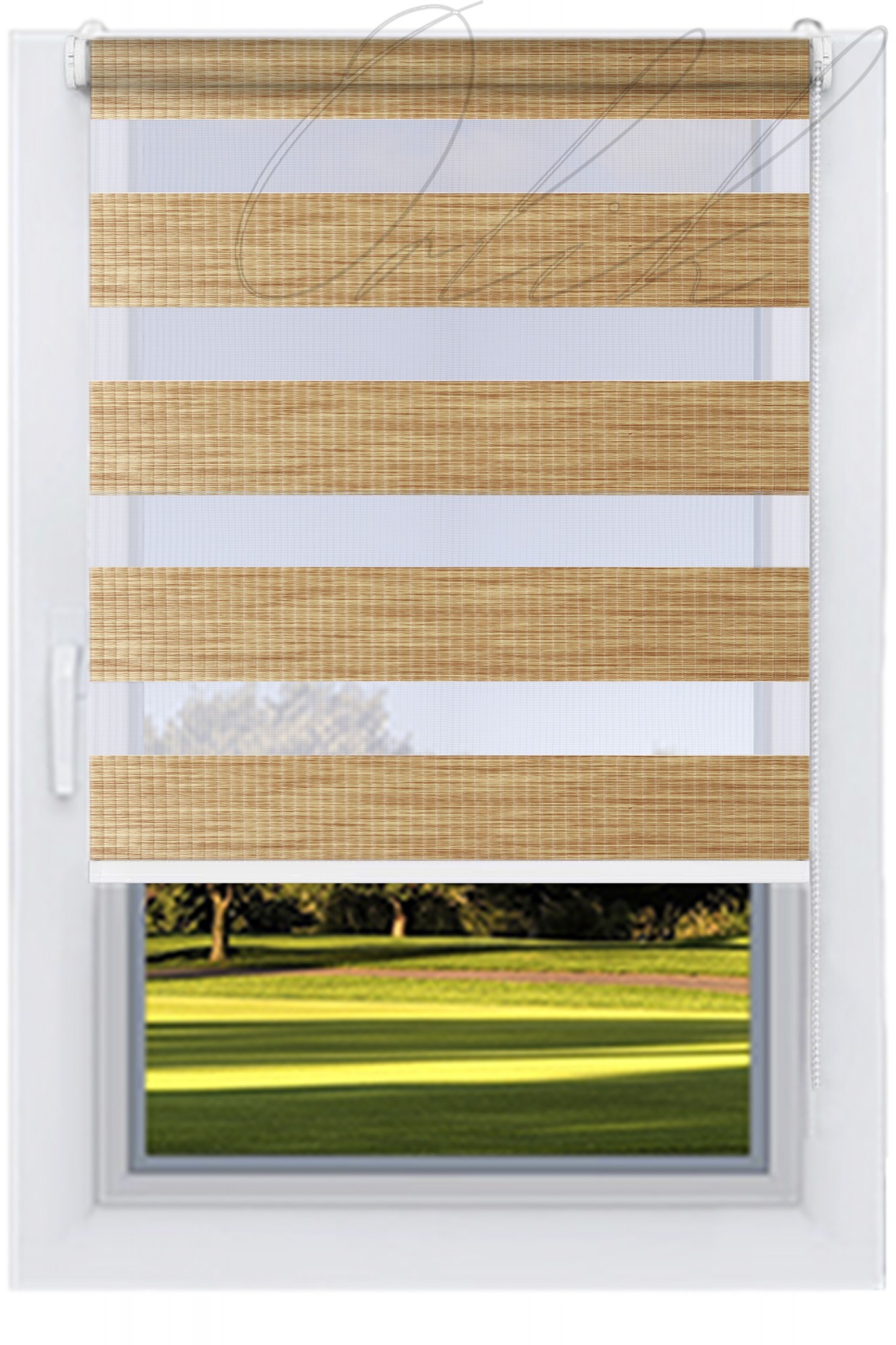 

Ролета тканевая DECOLUX Дуб светлый 245х160 Бамбук День-Ночь вал 25 белый