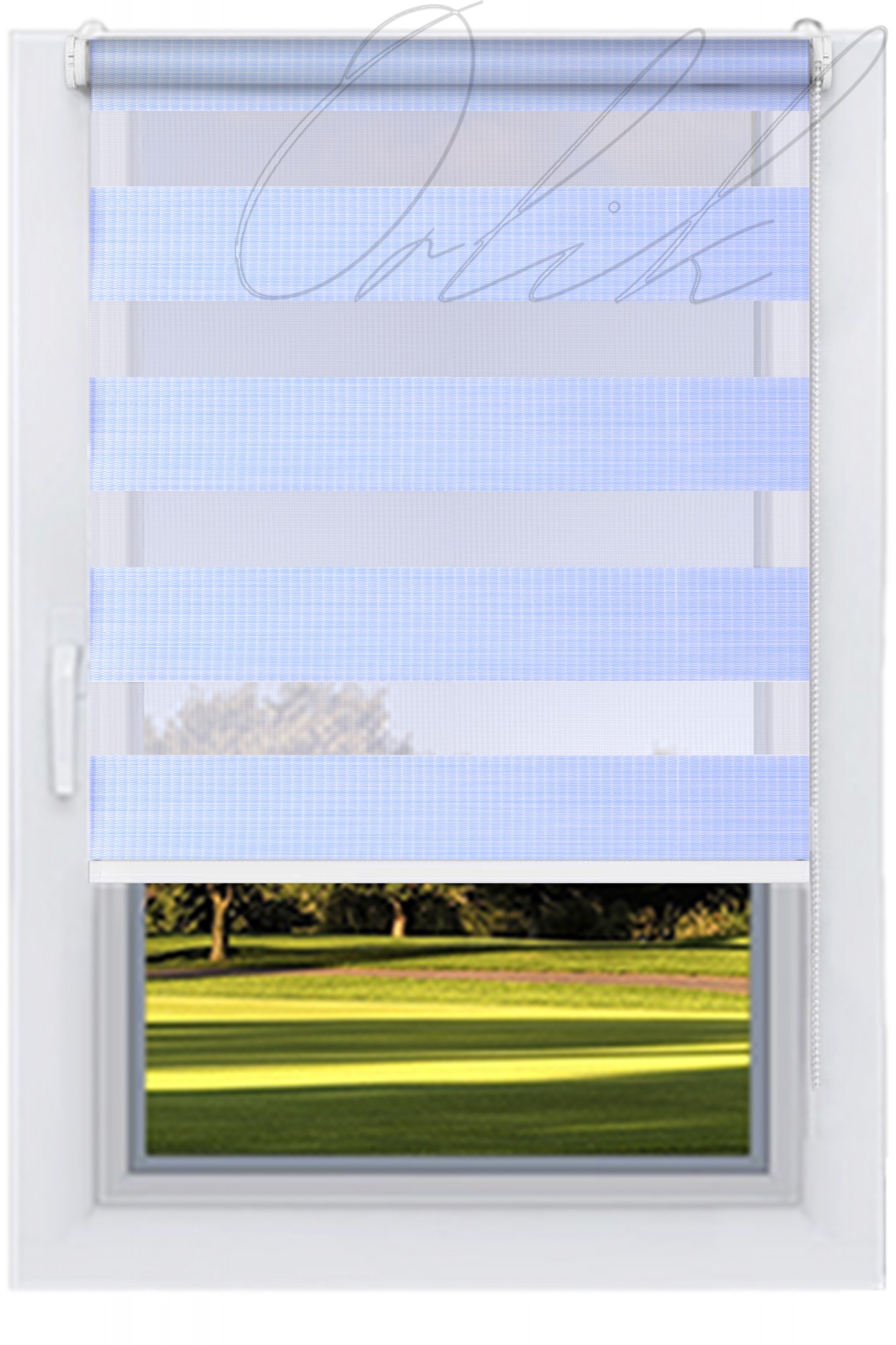 

Ролета тканевая DECOLUX Небесный 105х250 BAHAMA-2748 День-Ночь вал 25 белый