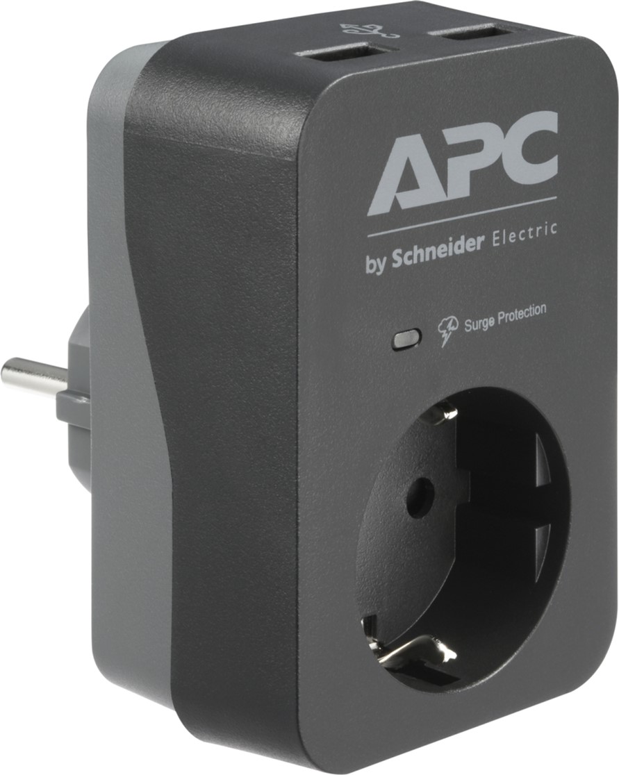 Сетевой фильтр APC SurgeArrest 1 розетка, 2 USB Black (PME1WU2B-RS ...