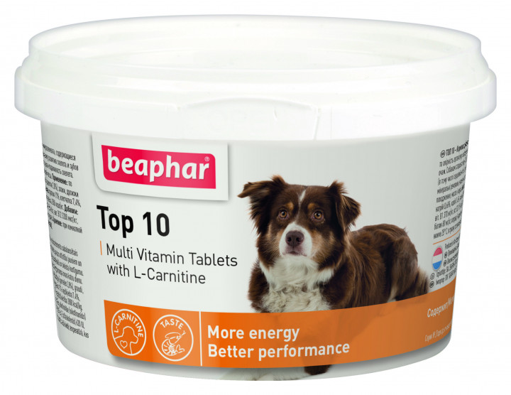 

Мультивитамины Beaphar BGL-BF-06 Top 10 Dog для собак с L-карнитином 180 таблеток