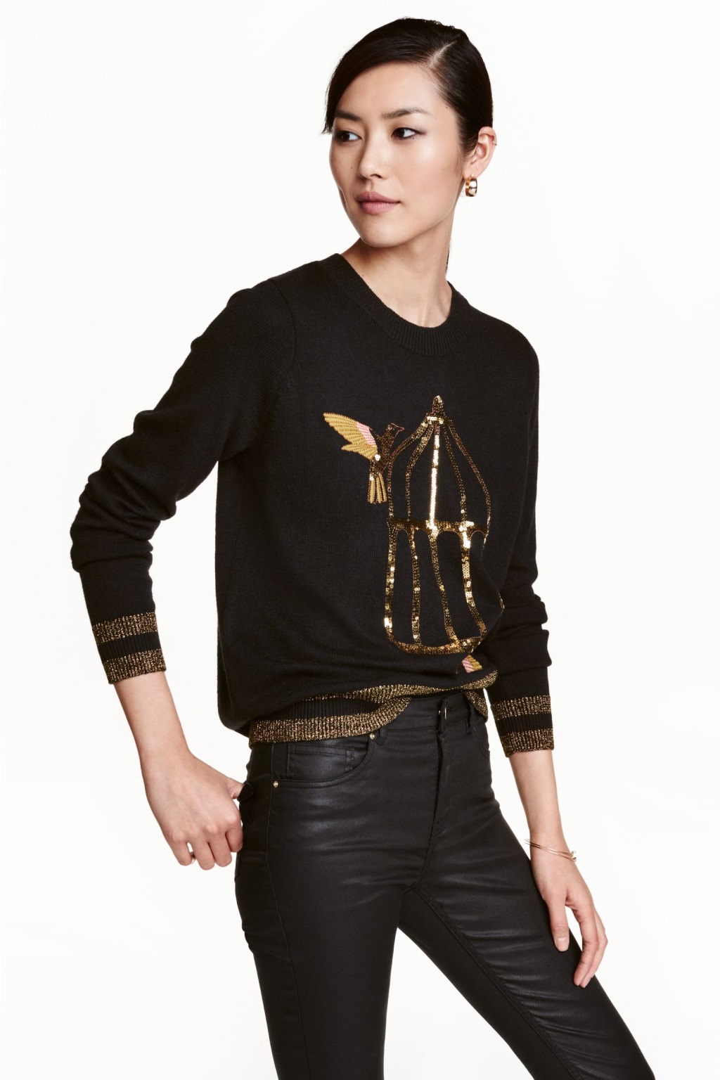 

Джемпер H&M 03906424 XS Черный/Птицы