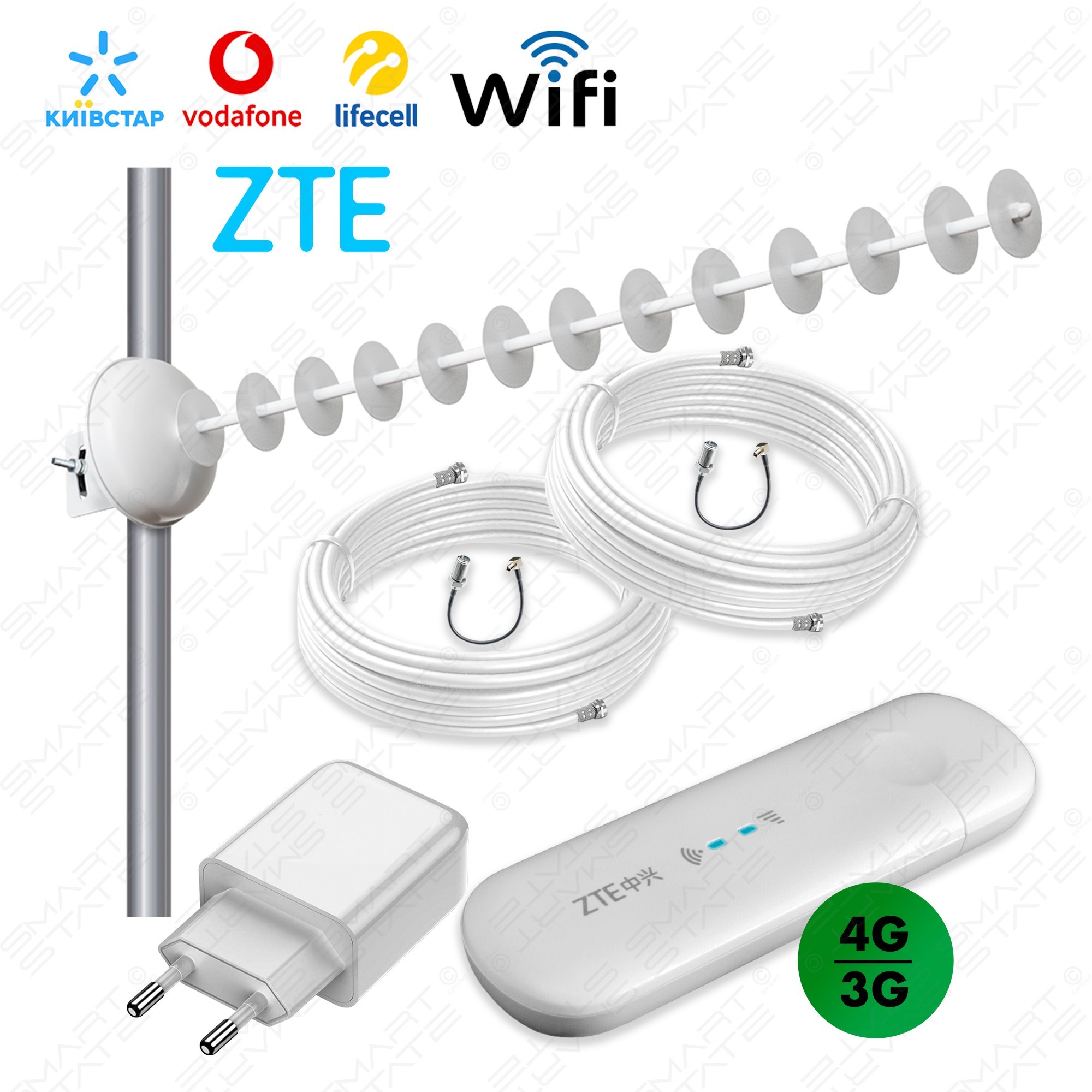 Комплект для підключення 4G/3G інтернету ZTE MF79U + антена MIMO 2 х 20 ...
