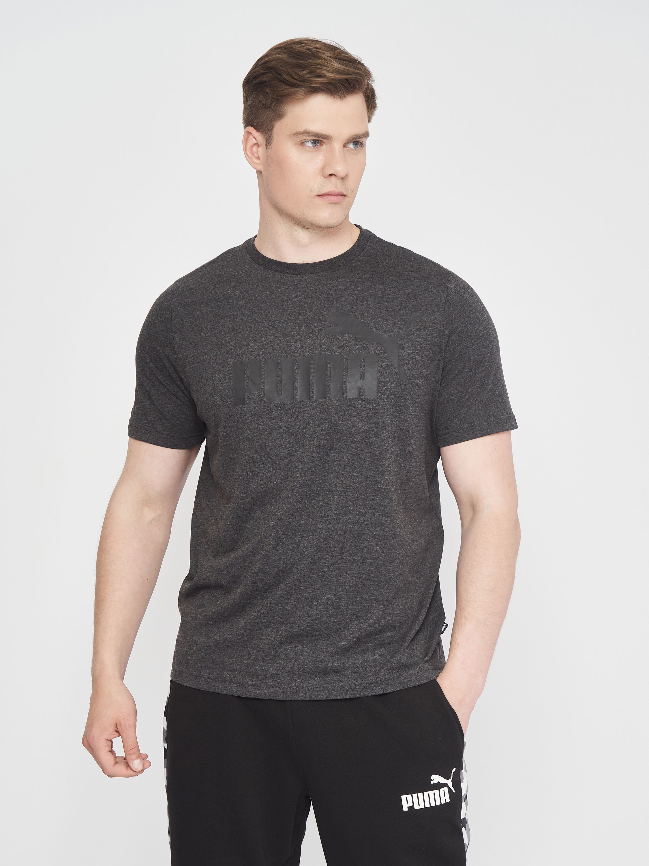 Акція на Футболка чоловіча Puma ESS Heather Tee 58673607 L Dark Gray Heather від Rozetka