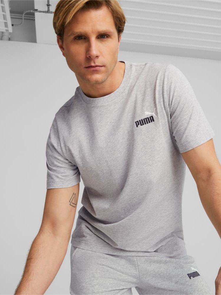 Акція на Футболка Puma ESS+ 2 Col Small Logo Tee 67447004 XL Light Gray Heather від Rozetka