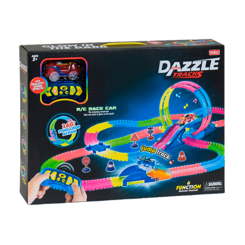 

Конструктор трек для машинок на пульте управления Dazzle Tracks 326 деталей