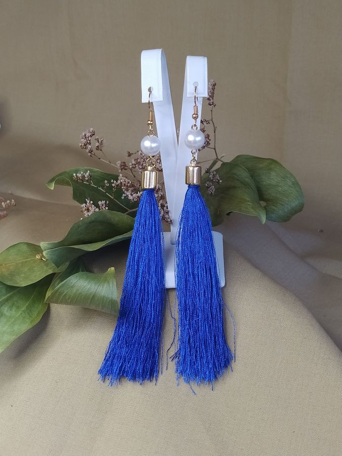 

Серьги синие длинные кисточки SK/2