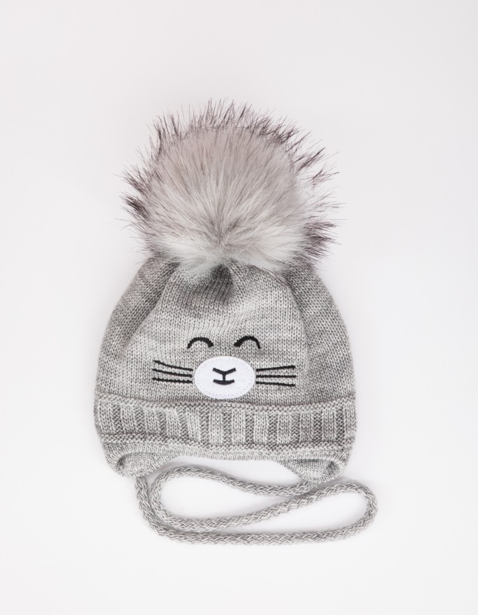 

Дитяча зимова шапка Зайчик cвітло-сірий 42-44 см. Alex